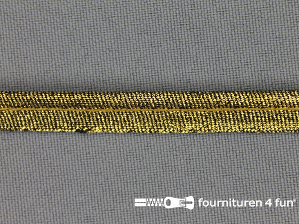 COUPON 5,2 meter (2 stukken, 3,3 + 1,9 meter) Lurex paspelband 10mm donker goud