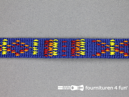 Geweven halsband aztec 15mm kobalt blauw