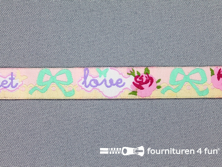 Kinderband 12mm love - sweet - strikjes