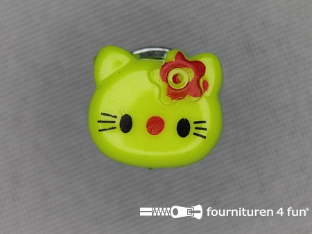 Kinder knoop 14mm hello kitty lime groen
