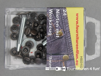 Siernieten - 9mm - rood brons - 24 stuks