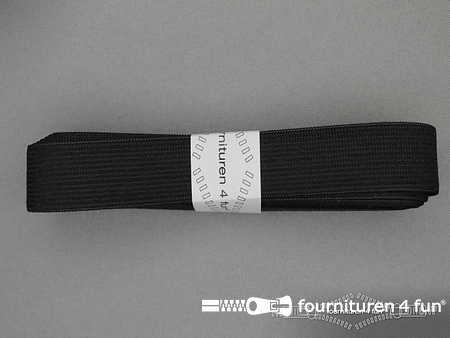 2 Meter band elastiek 25mm - middel sterk - zwart