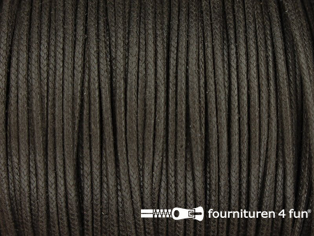 Rol 50 meter katoen wax-look koord 1,5mm donker bruin