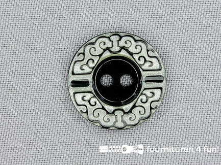 Design knoop 22mm zwart - wit
