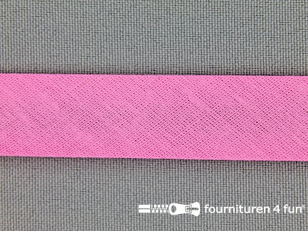 Rol 25 meter katoenen biasband - 18mm - barbie roze