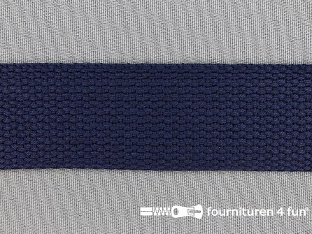 Katoen-look tassenband 32mm marine blauw