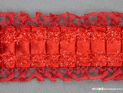 Plissé band 40mm kant rood