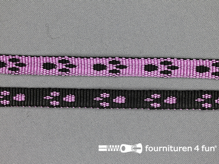 Geweven halsband pootjes 10mm lila - zwart