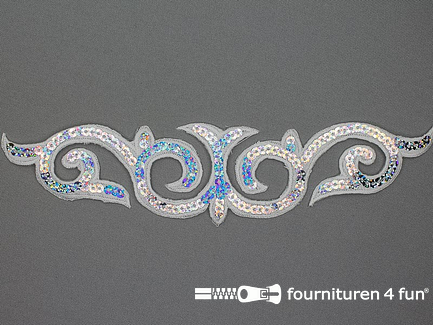 Pailletten applicatie 227x55mm zilver - wit hologram