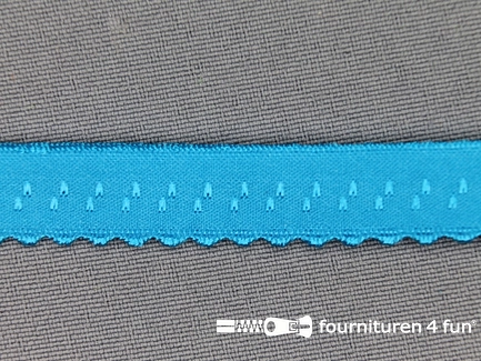 Luxe elastische biasband 12mm aqua blauw