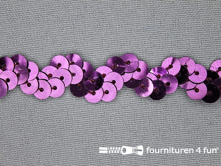 Pailletten zigzag band 15mm aubergine paars
