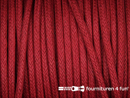 Rol 50 meter katoen wax-look koord 3mm rood