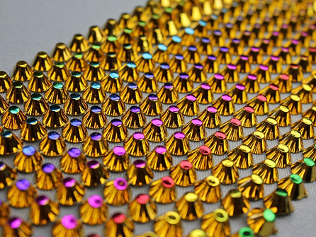 Strass band 95mm spikes multicolor - goud