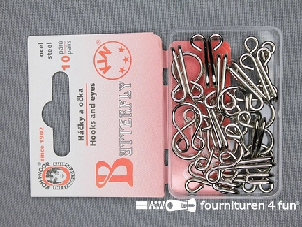 Haken en ogen - maat 4/0 - chroom - 10 stuks