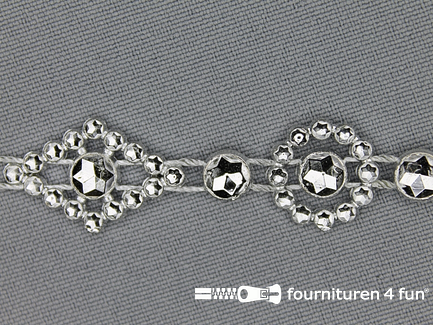 COUPON 6,2 meter (5 stukken, 1,6 + 1,4 + 0,7 + 1,5 + 1 meter) Strass band 15mm pastille zilver
