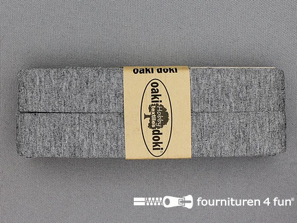 Oaki Doki Tricot biaisband - 20mm x 3 meter - midden grijs gemêleerd (067)