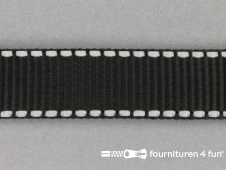 Rol 50 meter geweven halsband - reflectie / buitenkant - 25mm - zwart