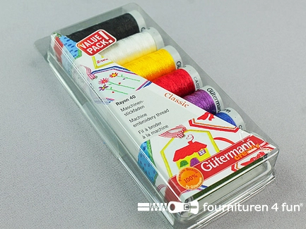 Gütermann machine borduurgarenset Rayon 40 - Col.1 Classic - 7x200 meter