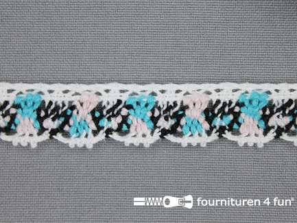 Kloskant 16mm wit - aqua blauw - zwart