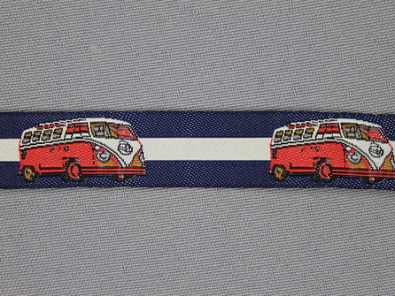 Kinderband 17mm donker blauw - VW bus