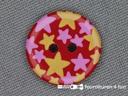 Kinder knoop 18mm ster rood - geel - roze