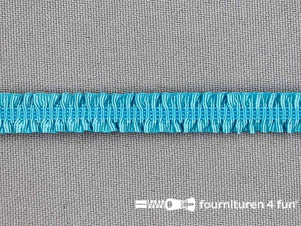 Elastisch ruche band 9mm aqua blauw