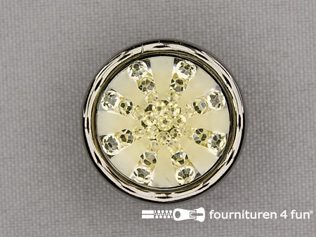 Strass knoop - 30mm - zwart zilver - ecru beige 
