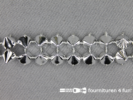 COUPON 4,5 meter Strass band 12mm spikes zilver