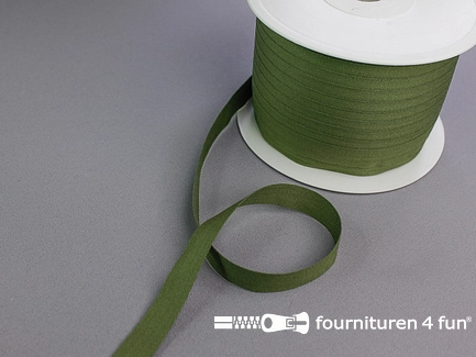 5 meter katoenen keperband - 14mm - leger groen