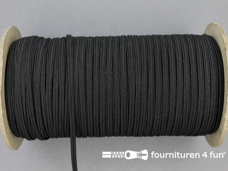 5 Meter plat elastiek - 2,5mm -zwart