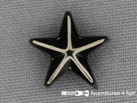 Studs 15mm ster zwart zilver- 40 stuks 