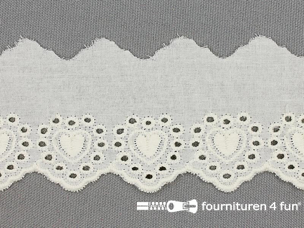 Broderie kant hartjes 55mm ecru