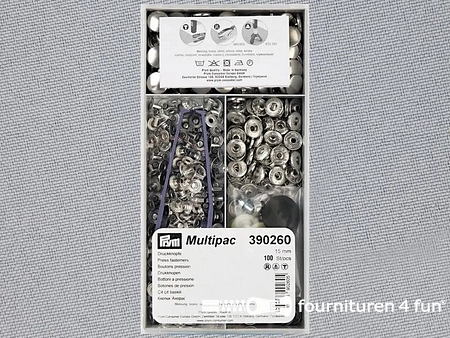 Prym drukknopen anorak 15mm - Multipac 100 stuks - zilver - 390260