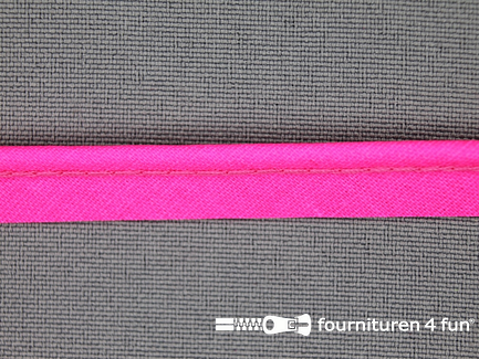 COUPON ruim 13 meter (4 stukken, 6,85 + 3,75 + 1,6 + 0,85 meter) Katoenen paspelband 10mm neon roze