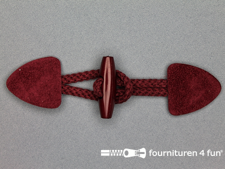 Suède houtje touwtje 150x40mm bordeaux rood