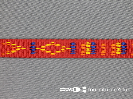 Geweven halsband - aztec motief - 15mm - rood