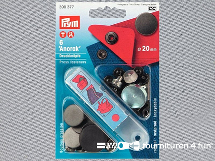 Prym naaivrijdrukknoop Anorak Design Effen 20mm - 6 stuks - zwart - 390377