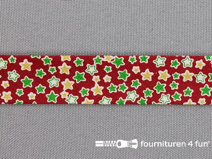 Print bias rood met sterretjes - kerst