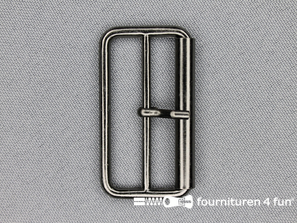 Metalen rolgesp - 40mm - zwart zilver - dubbel smal