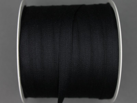 Rol 100 meter katoenen keperband 10mm zwart