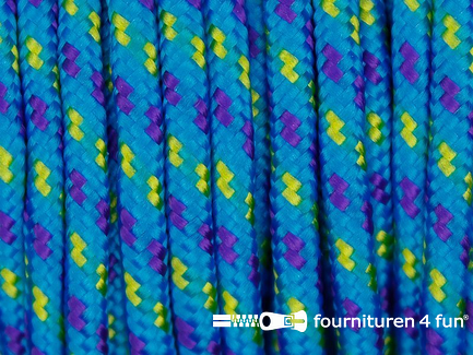 Multicolor koord 3mm aqua - paars - lime