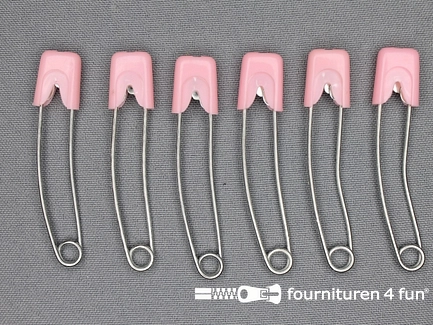 Luierspelden - 58mm - roze -  6 stuks