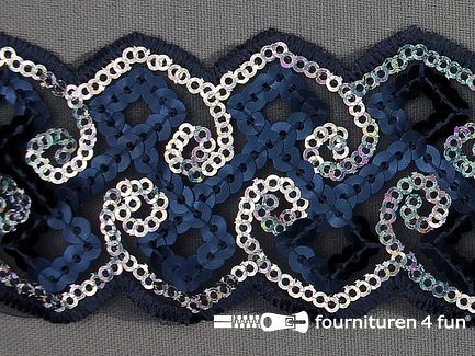 Party band 50mm donker blauw - zilver