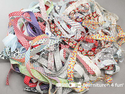RESTPARTIJ circa 30 meter print biasband - 18mm - meerdere kleuren