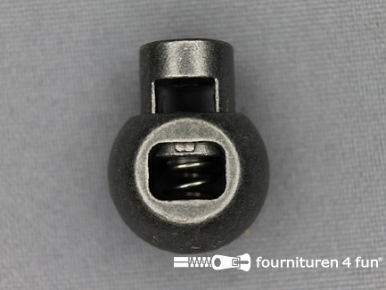 Metalen koordstopper 18mm bal metallic antraciet
