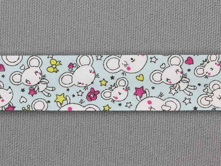 Print bias muisjes baby blauw