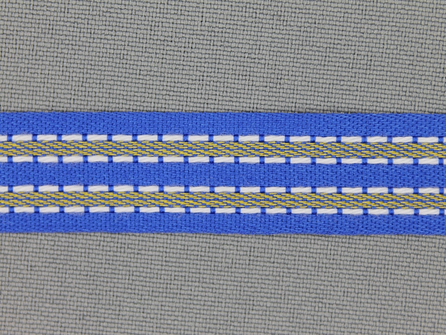 Modern band 15mm stippellijn kobalt blauw - wit