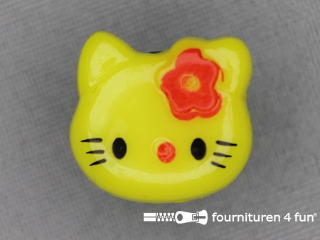 Kinder knoop 18mm hello kitty fel geel