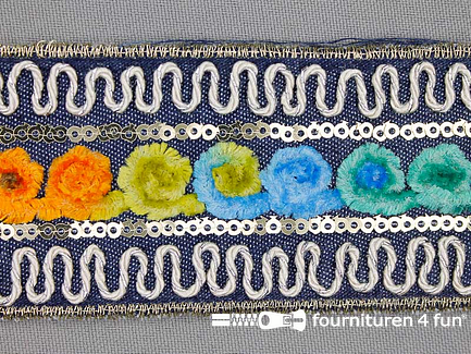 COUPON 9,5 meter Jacquard band 48mm multicolor - B-KEUZE