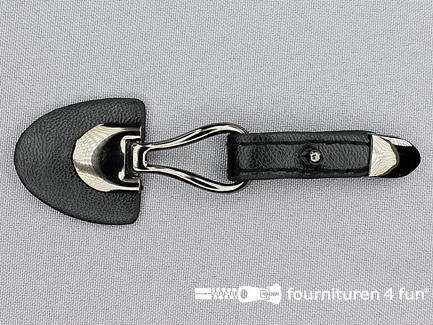 Siersluiting leer 103x33mm zwart - zwart zilver